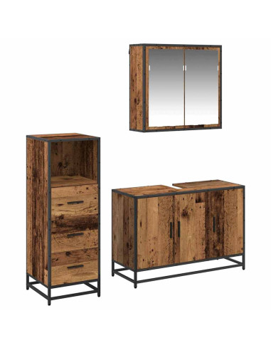 Set di mobili per il bagno 3 pcs Legno vecchio 90 x 33 x 60 cm