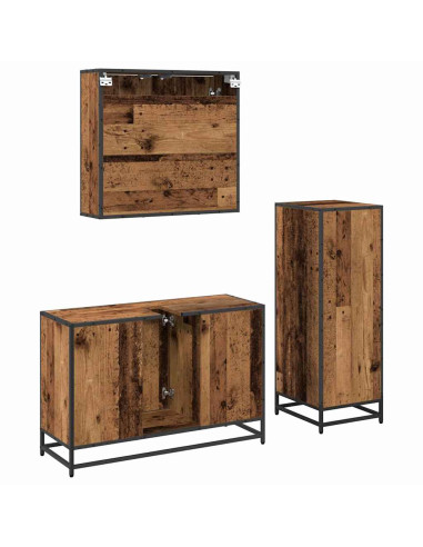 Set di mobili per il bagno 3 pcs Legno vecchio 90 x 33 x 60 cm