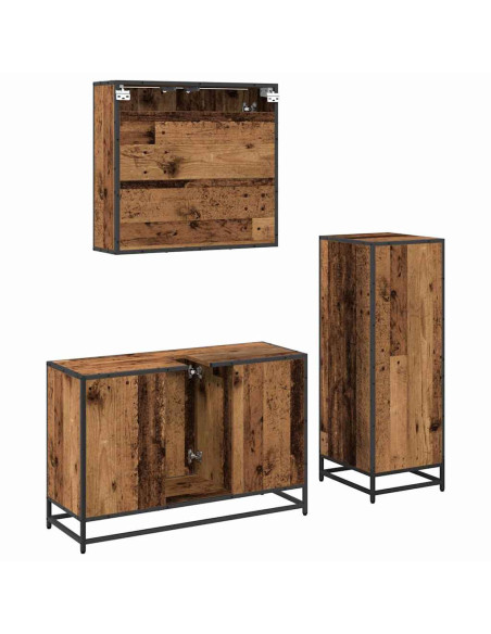 Set di mobili per il bagno 3 pcs Legno vecchio 90 x 33 x 60 cm