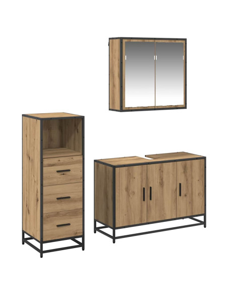 Set di mobili per il bagno con porta 3 pcs rovere artigianale