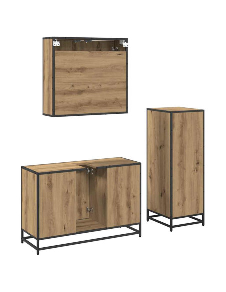 Set di mobili per il bagno con porta 3 pcs rovere artigianale