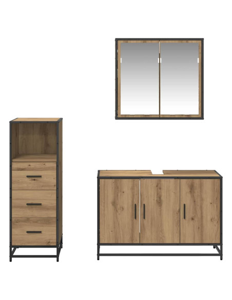 Set di mobili per il bagno con porta 3 pcs rovere artigianale