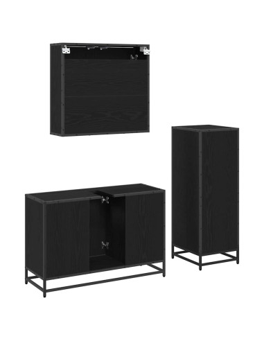 Set di mobili per il bagno 3 pcs Rovere nero 90 x 33 x 60 cm