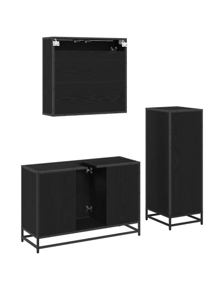 Set di mobili per il bagno 3 pcs Rovere nero 90 x 33 x 60 cm