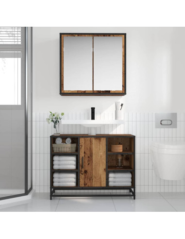 Set di mobili per il bagno 2 pcs Legno vecchio 80 x 33 x 60 cm