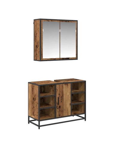 Set di mobili per il bagno 2 pcs Legno vecchio 80 x 33 x 60 cm
