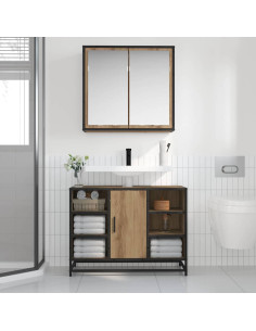 Set di mobili per il bagno con porta 2 pcs Rovere artigianale 2