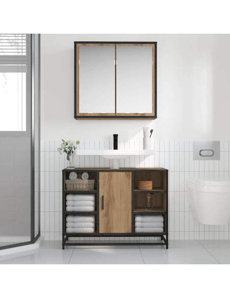 Set di mobili per il bagno con porta 2 pcs rovere artigianale