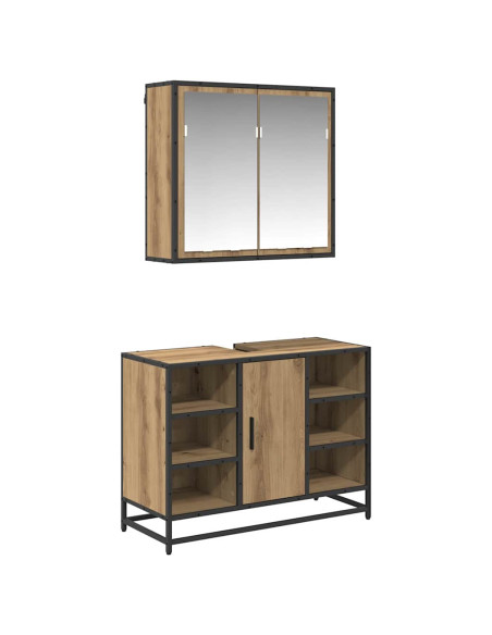 Set di mobili per il bagno con porta 2 pcs rovere artigianale