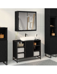 Set di mobili per il bagno 2 pcs Rovere nero 80 x 33 x 60 cm 2