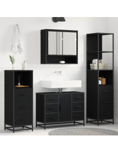 Set di mobili per il bagno 4 pcs Rovere nero 80 x 33 x 60 cm 2