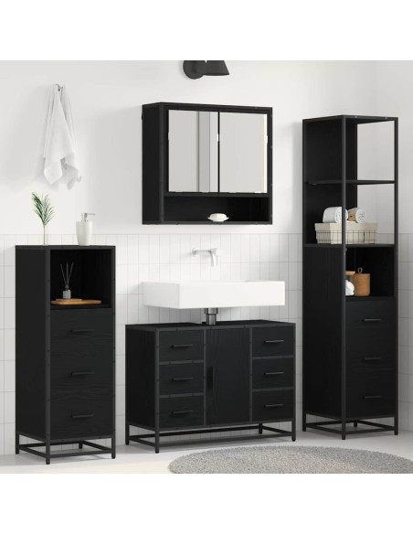 Set di mobili per il bagno 4 pcs Rovere nero 80 x 33 x 60 cm