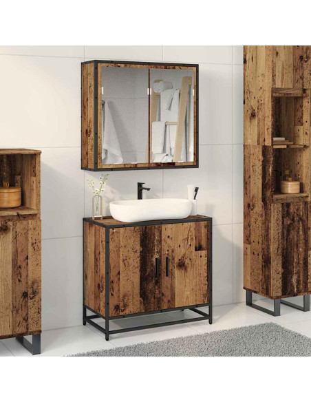 Set di mobili per il bagno 2 pcs Legno vecchio 65 x 33 x 60 cm