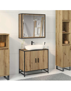 Set di mobili per il bagno con porta 2 pcs rovere artigianale 2