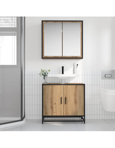 Set di mobili per il bagno con porta 2 pcs rovere artigianale