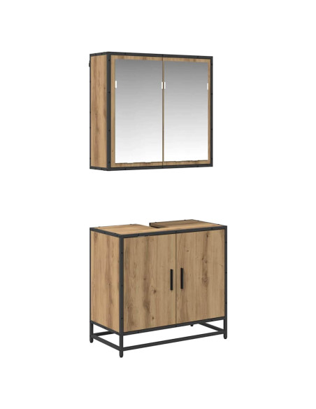 Set di mobili per il bagno con porta 2 pcs rovere artigianale