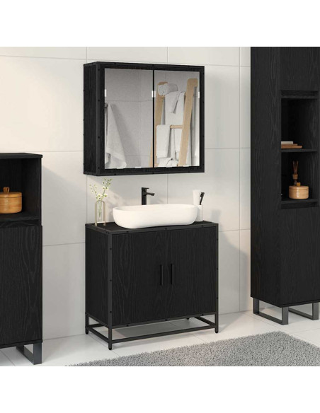Set di mobili per il bagno 2 pcs Rovere nero 65 x 33 x 60 cm