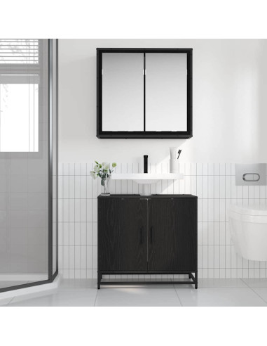 Set di mobili per il bagno 2 pcs Rovere nero 65 x 33 x 60 cm