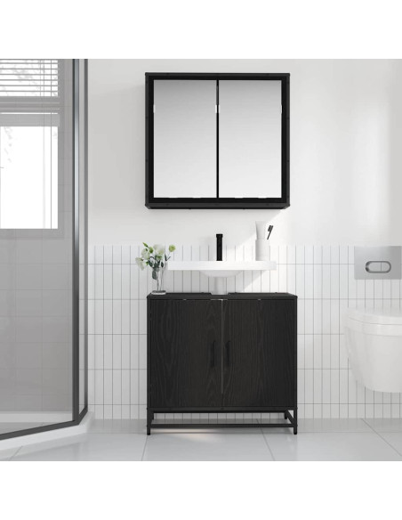 Set di mobili per il bagno 2 pcs Rovere nero 65 x 33 x 60 cm