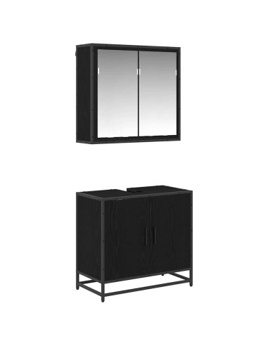 Set di mobili per il bagno 2 pcs Rovere nero 65 x 33 x 60 cm