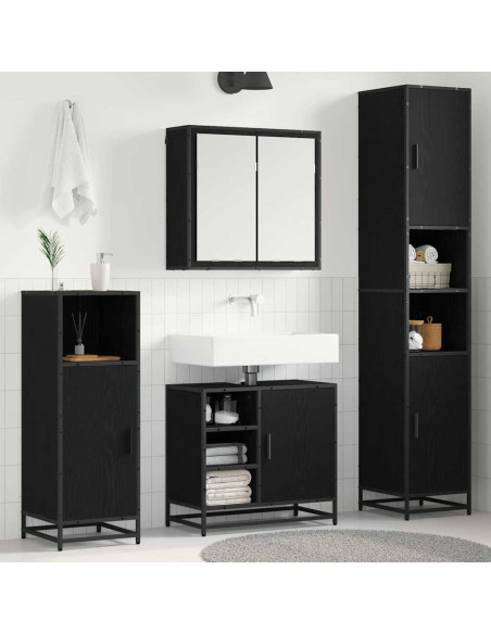 Set di mobili per il bagno 4 pcs Rovere nero 65 x 33 x 60 cm