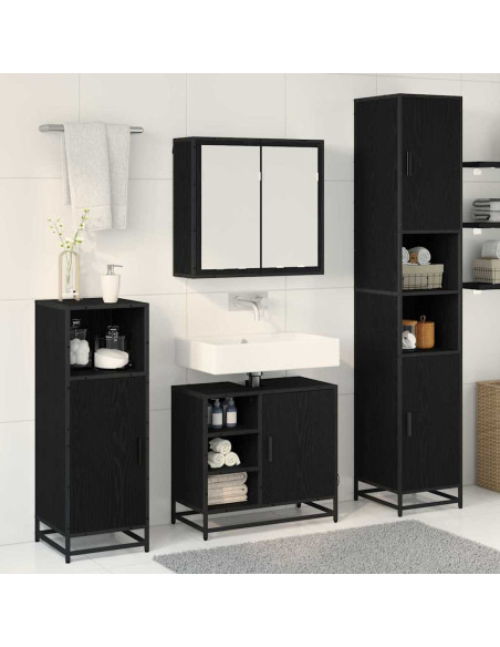Set di mobili per il bagno 4 pcs Rovere nero 65 x 33 x 60 cm
