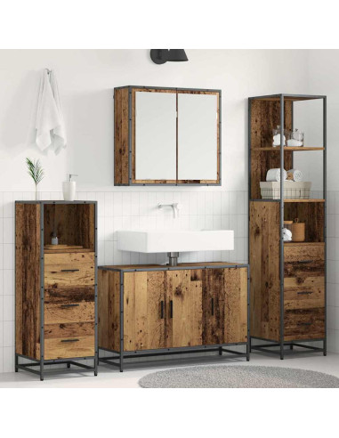 Set di mobili per il bagno 4 pcs Legno vecchio 90 x 33 x 60 cm