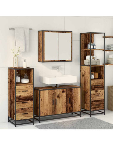 Set di mobili per il bagno 4 pcs Legno vecchio 90 x 33 x 60 cm