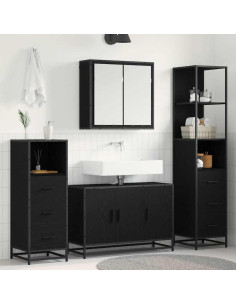 Set di mobili per il bagno 4 pcs Rovere nero 90 x 33 x 60 cm 2