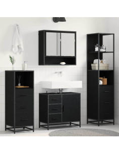 Set di mobili per il bagno 4 pcs Rovere nero 65 x 33 x 60 cm 2