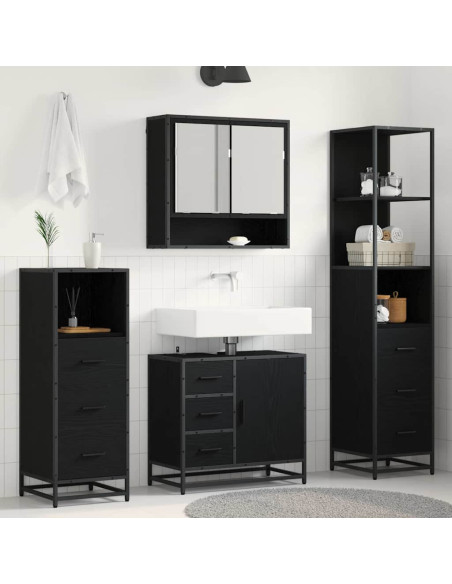 Set di mobili per il bagno 4 pcs Rovere nero 65 x 33 x 60 cm