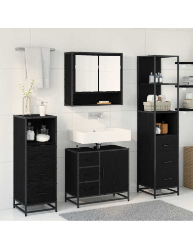 Set di mobili per il bagno 4 pcs Rovere nero 65 x 33 x 60 cm