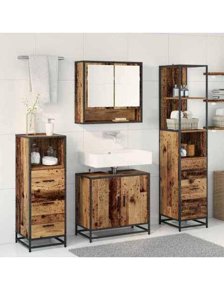 Set di mobili per il bagno 4 pcs Legno vecchio 65 x 33 x 60 cm