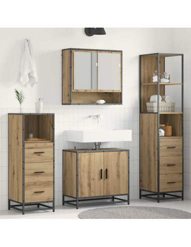 Set di mobili per il bagno con porta 4 pcs rovere artigianale