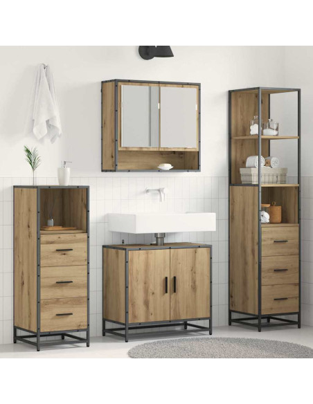 Set di mobili per il bagno con porta 4 pcs rovere artigianale