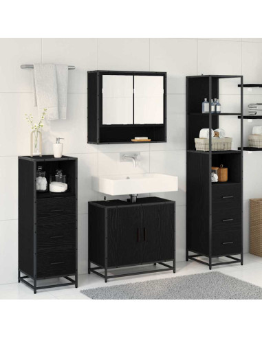 Set di mobili per il bagno 4 pcs Rovere nero 65 x 33 x 60 cm