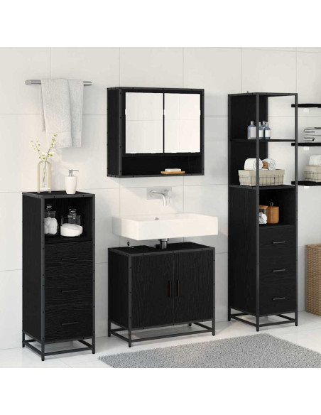 Set di mobili per il bagno 4 pcs Rovere nero 65 x 33 x 60 cm