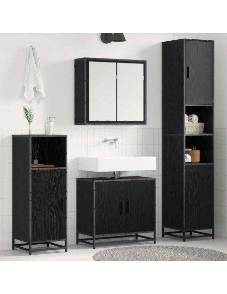 Set di mobili per il bagno 4 pcs Rovere nero 65 x 33 x 60 cm