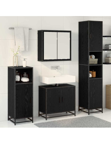 Set di mobili per il bagno 4 pcs Rovere nero 65 x 33 x 60 cm