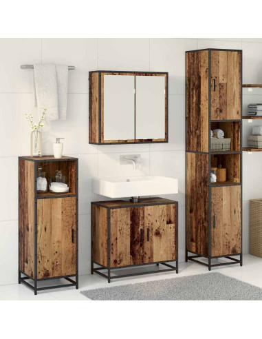 Set di mobili per il bagno 3 pcs Legno vecchio 65 x 33 x 60 cm