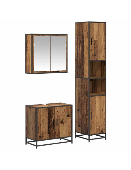 Set di mobili per il bagno 3 pcs Legno vecchio 65 x 33 x 60 cm