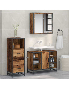 Set di mobili per il bagno 3 pcs Legno vecchio 80 x 33 x 60 cm 2