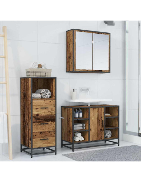 Set di mobili per il bagno 3 pcs Legno vecchio 80 x 33 x 60 cm