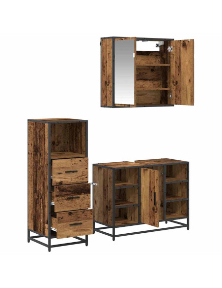 Set di mobili per il bagno 3 pcs Legno vecchio 80 x 33 x 60 cm
