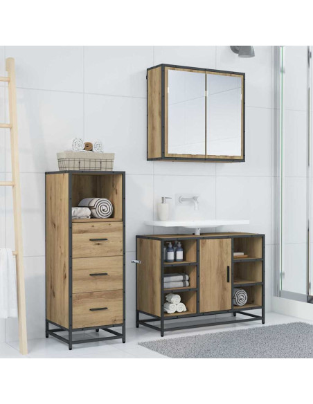 Set di mobili per il bagno con porta 3 pcs rovere artigianale
