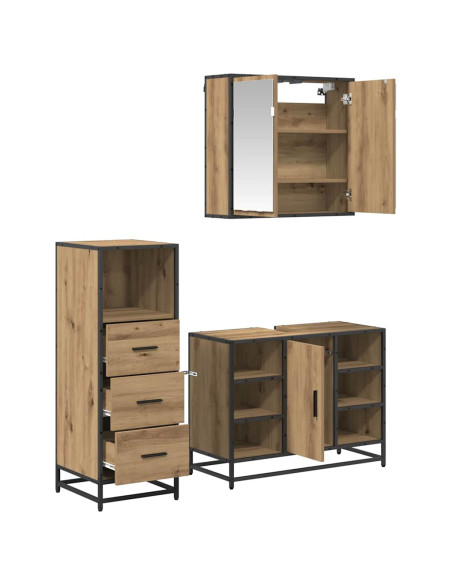 Set di mobili per il bagno con porta 3 pcs rovere artigianale