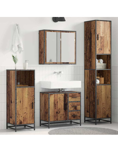 Set di mobili per il bagno 3 pcs Legno vecchio 65 x 33 x 60 cm