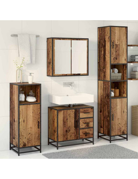 Set di mobili per il bagno 3 pcs Legno vecchio 65 x 33 x 60 cm