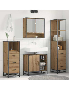 Set di mobili per il bagno con porta 4 pcs rovere artigianale 2