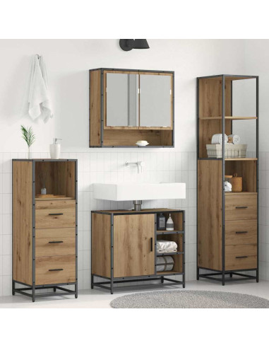 Set di mobili per il bagno con porta 4 pcs rovere artigianale